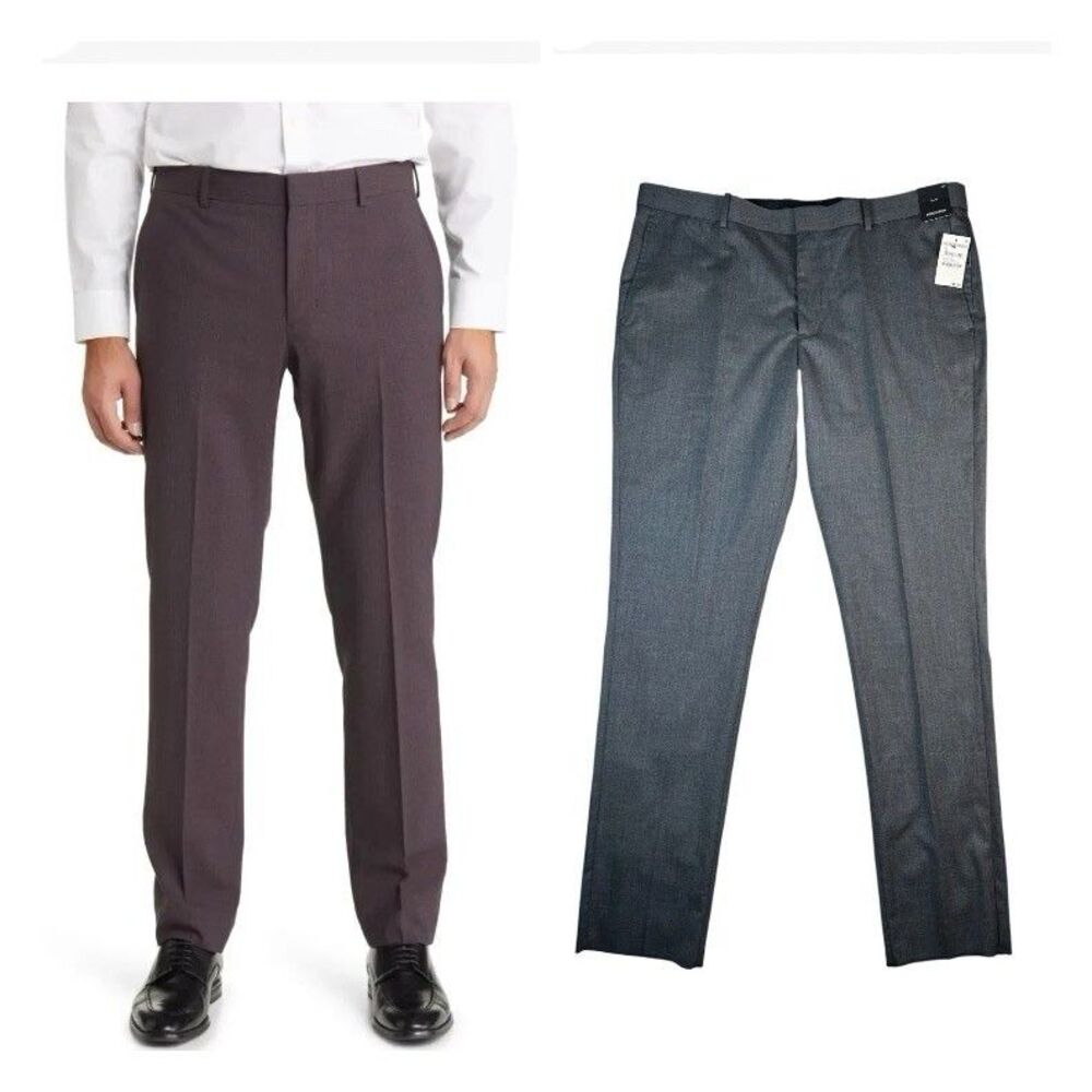 Nordstrom Tech-Smart Trim Fit Wool Blend Gray Trouser Pants 42W NWT $149 READ